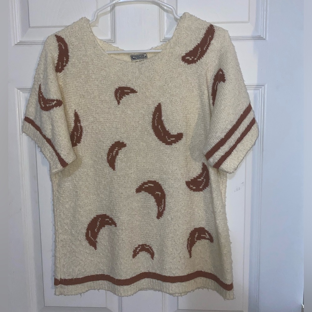 Vintage Short Sleeve Sweater w/ Moons